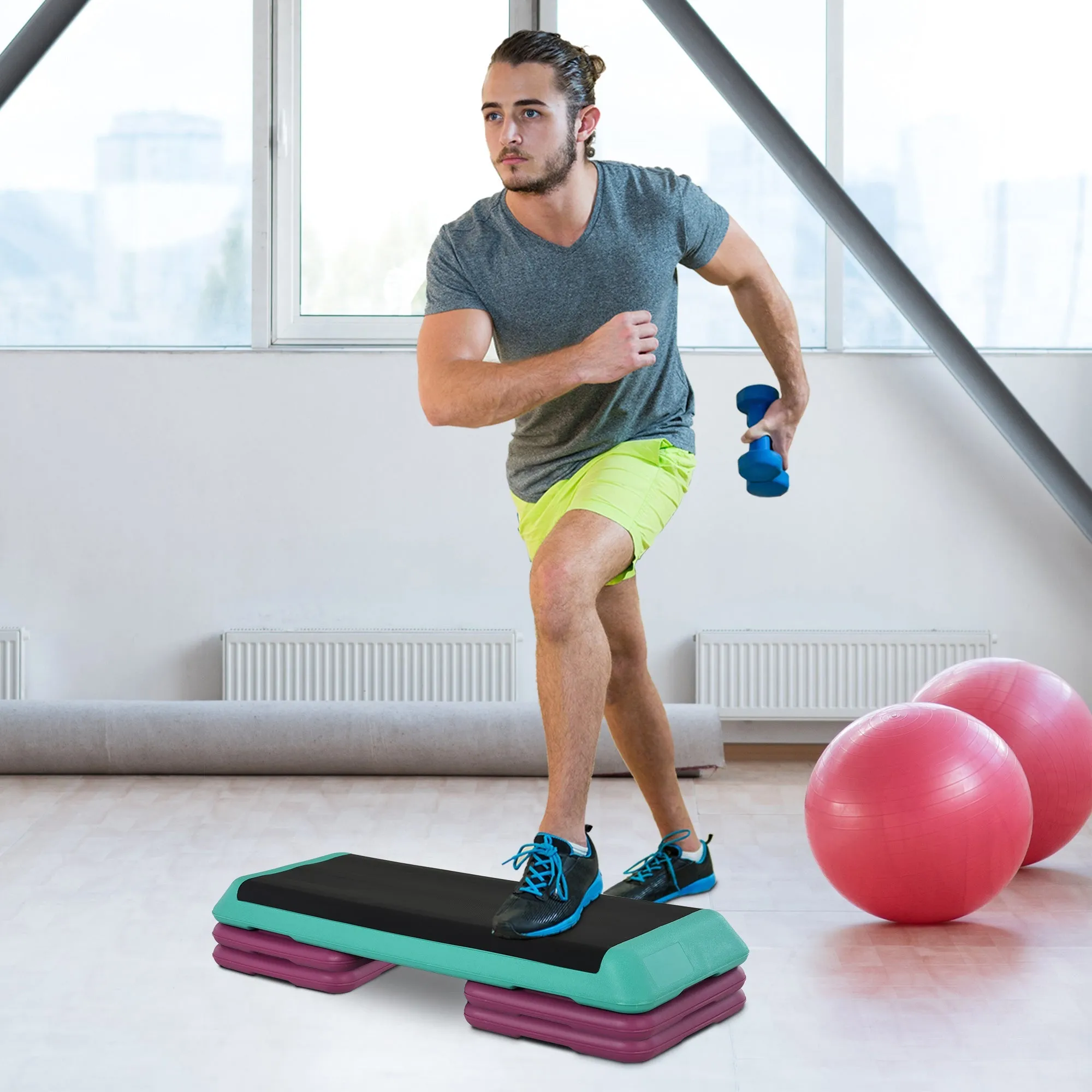 3-Level Adjustable 10/15/20cm Aerobic Stepper Exercise PlatformWith Non-Slip Top Compact Work Out Home Office Indoor Outdoor Fitness Equipment