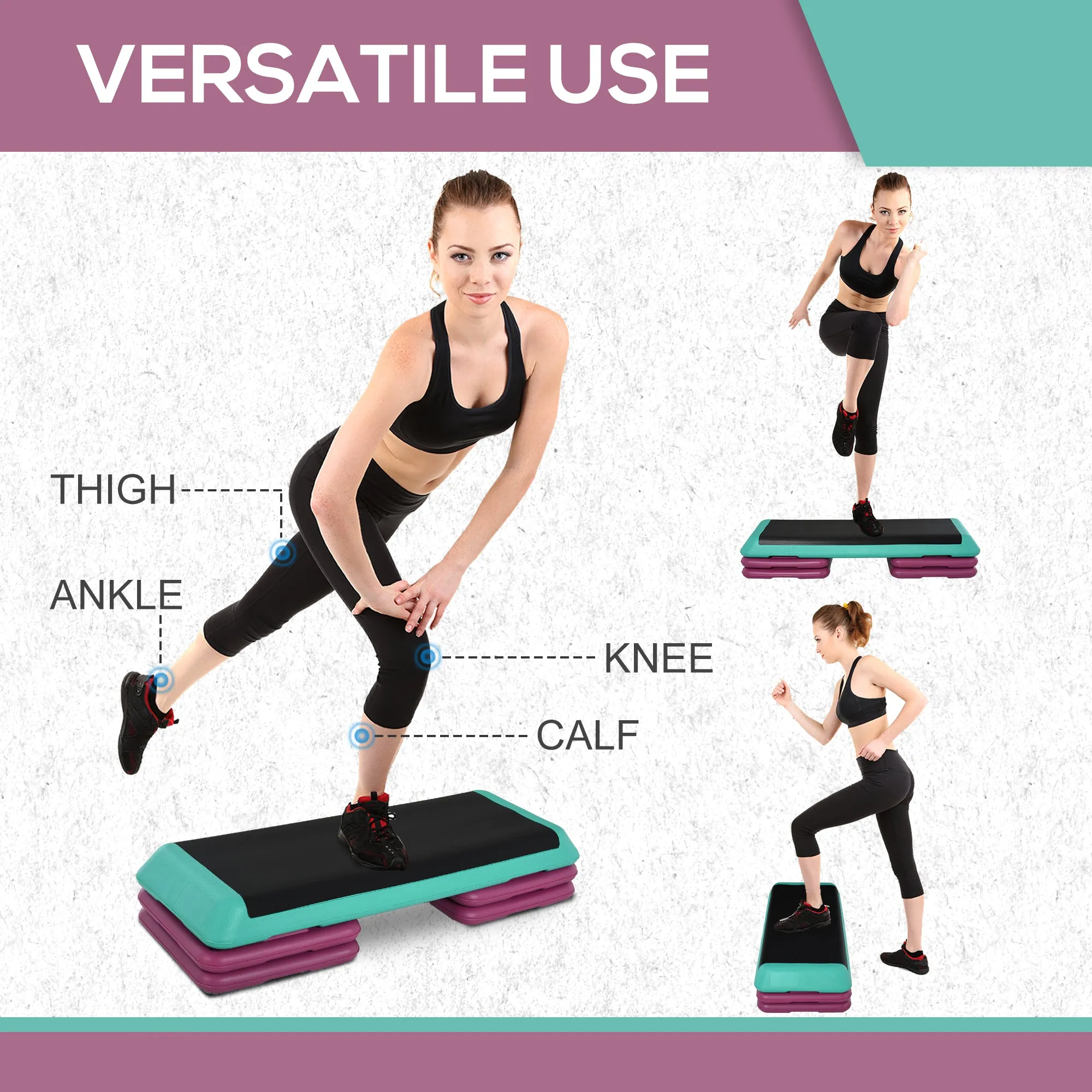 3-Level Adjustable 10/15/20cm Aerobic Stepper Exercise PlatformWith Non-Slip Top Compact Work Out Home Office Indoor Outdoor Fitness Equipment