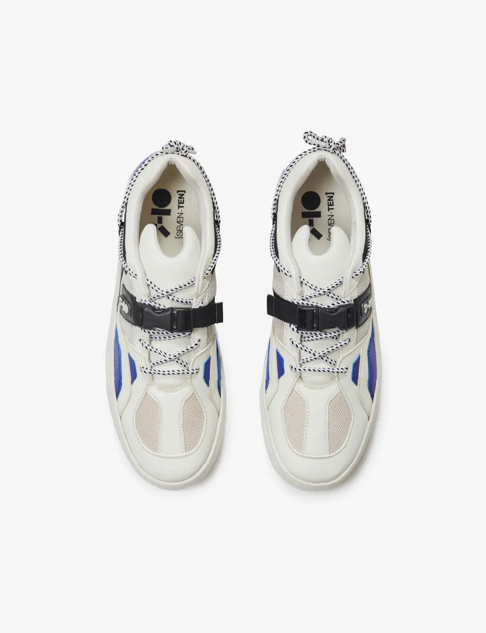 610 white blue hardware low-top sneaker