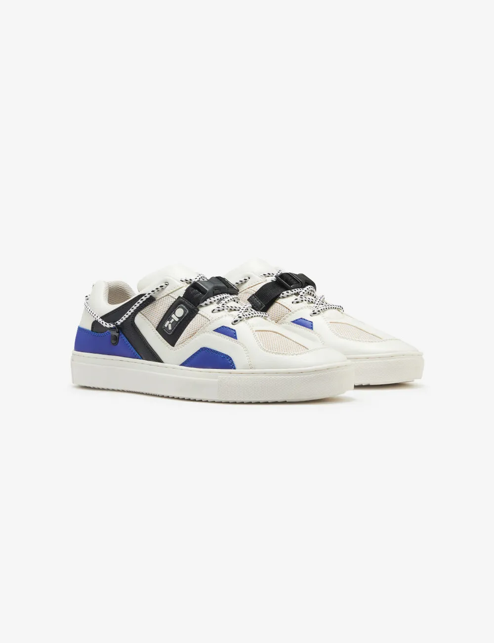 610 white blue hardware low-top sneaker