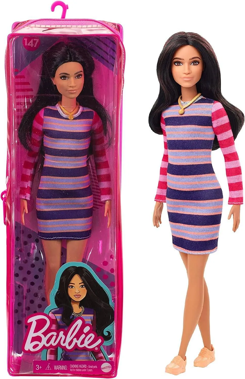 Barbie Fashionistas Doll - Striped Long Sleeve Dress GYB02
