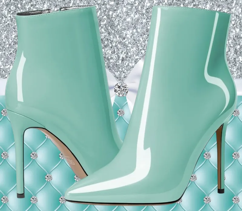 Beautiful Ocean Blue Green Ankle Boots