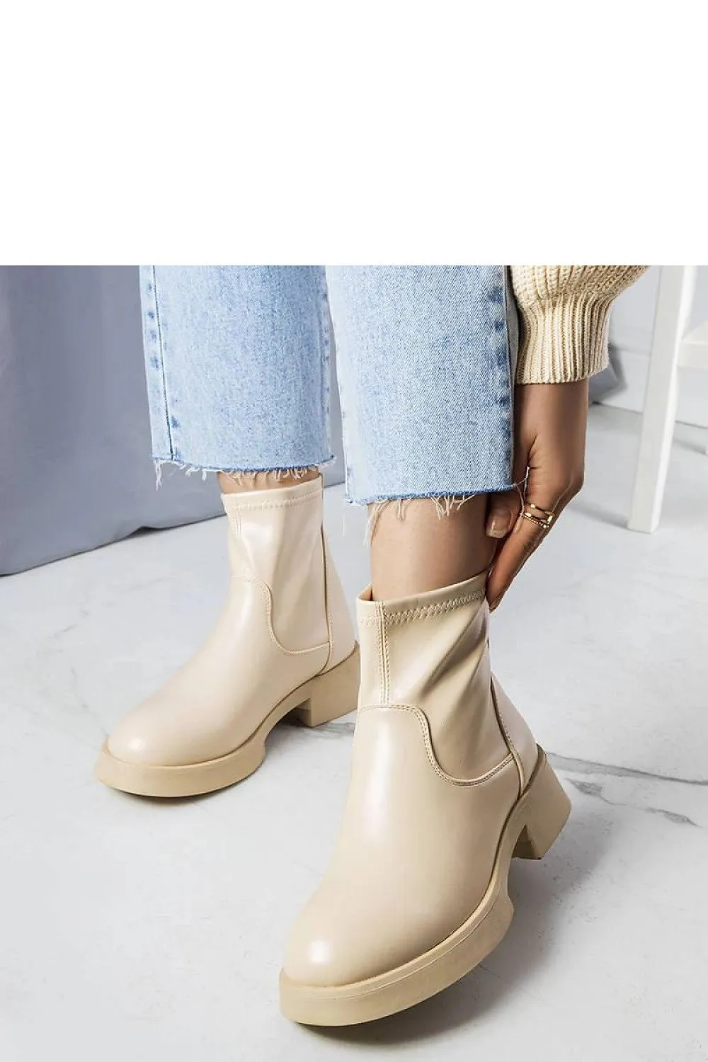 Beige classic ankle boots