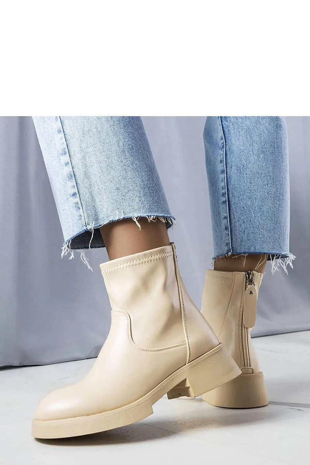 Beige classic ankle boots