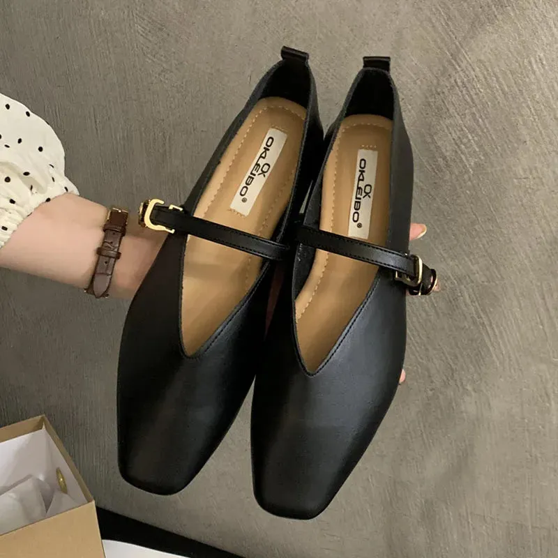binfenxie  -  2024 Spring Beige New Women Flat Shoes Fashion Round Toe Shallow Ladies Casual Slip On Mary Jane Shoes Soft Sole Ballerinas