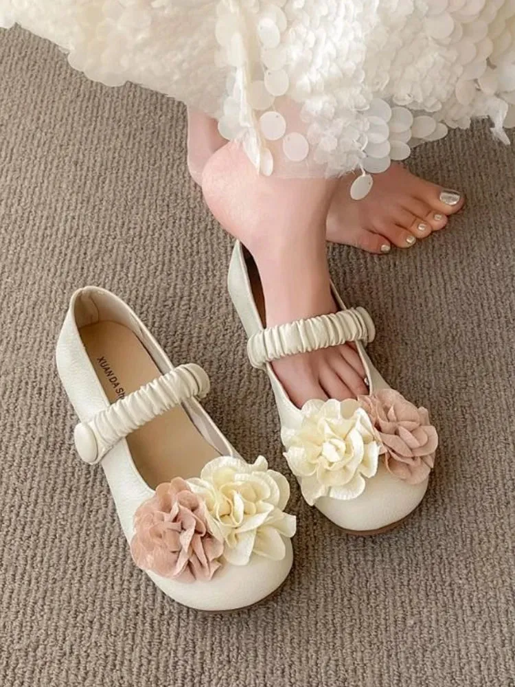 binfenxie  -  French Style Sweet Single Shoes Women Summer Casual 2024 New Flat Mary Jane Shoes Female Gentle Late Floral Soft Sole Bean Shoes