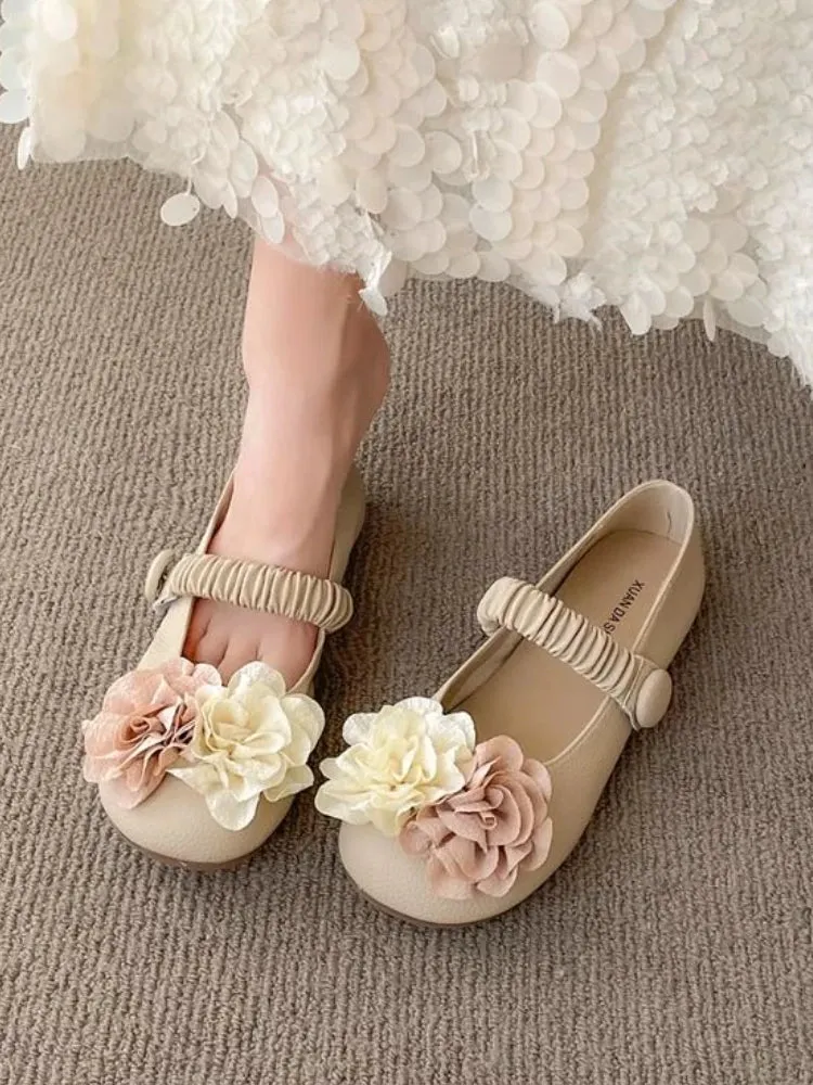 binfenxie  -  French Style Sweet Single Shoes Women Summer Casual 2024 New Flat Mary Jane Shoes Female Gentle Late Floral Soft Sole Bean Shoes
