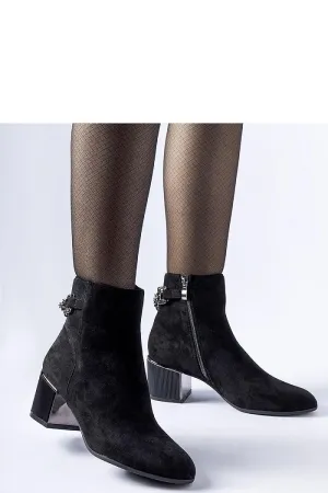 Black eco-suede finish heel boots