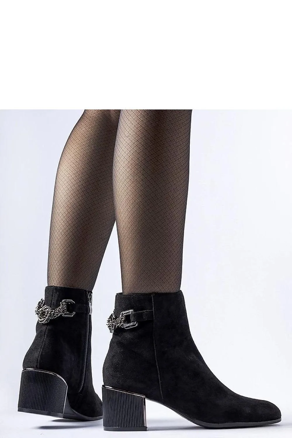 Black eco-suede finish heel boots