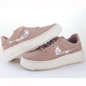 Bling Nike Air Force 1 Sage XX Low w/Ultra-Premium Crystals (Particle Beige)