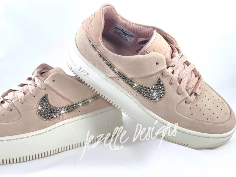 Bling Nike Air Force 1 Sage XX Low w/Ultra-Premium Crystals (Particle Beige)