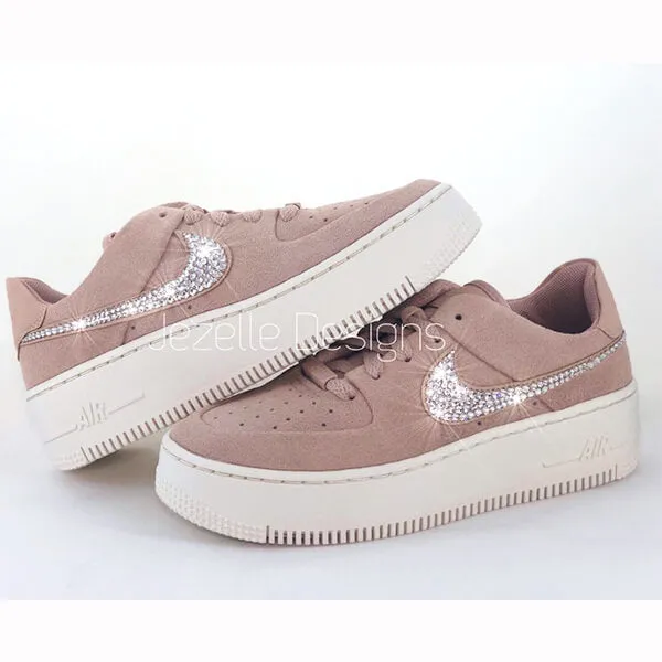 Bling Nike Air Force 1 Sage XX Low w/Ultra-Premium Crystals (Particle Beige)