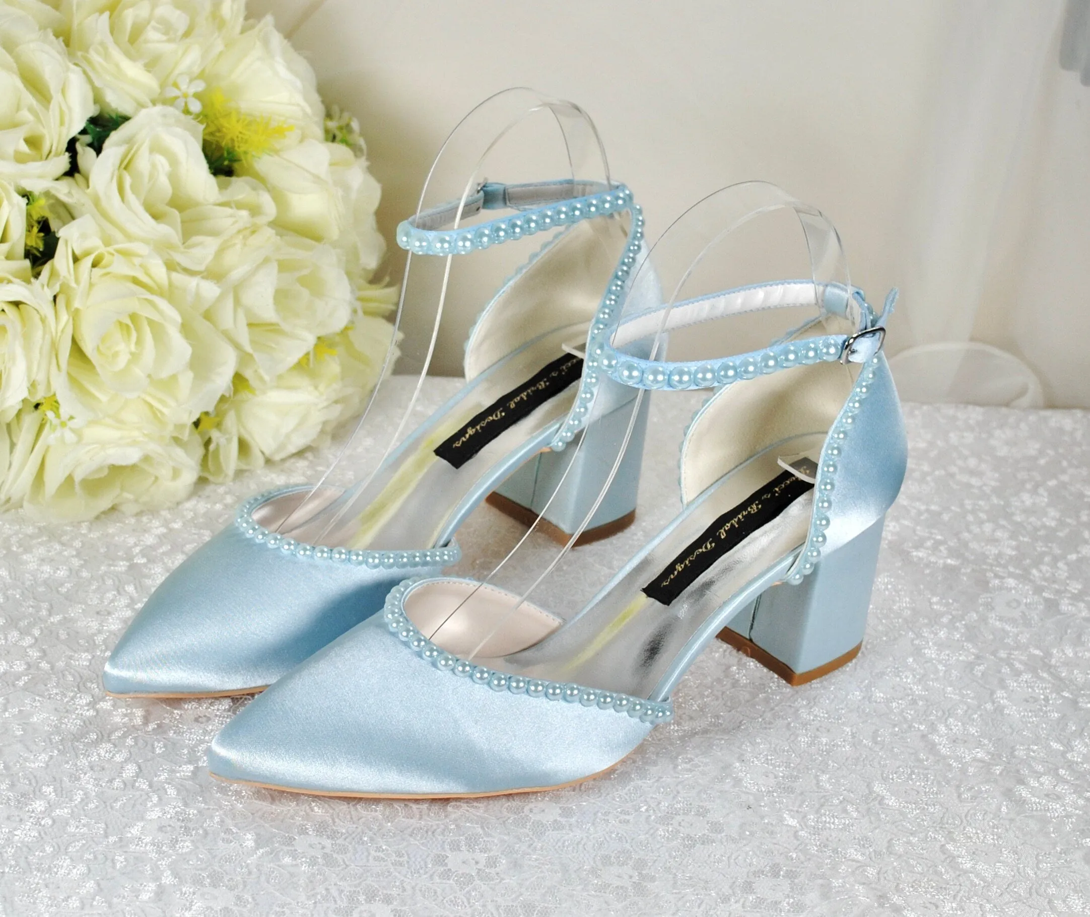 Block Heel with Pearls