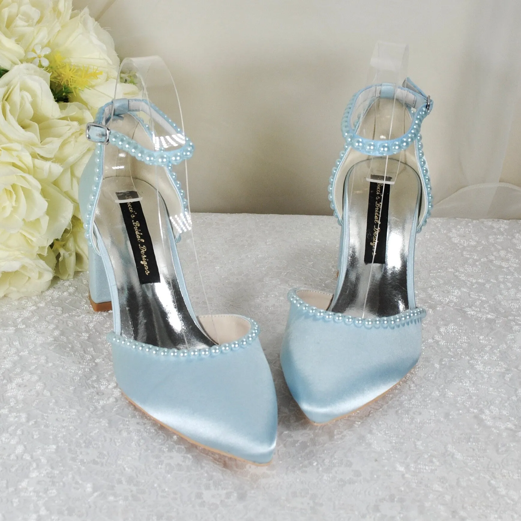 Block Heel with Pearls
