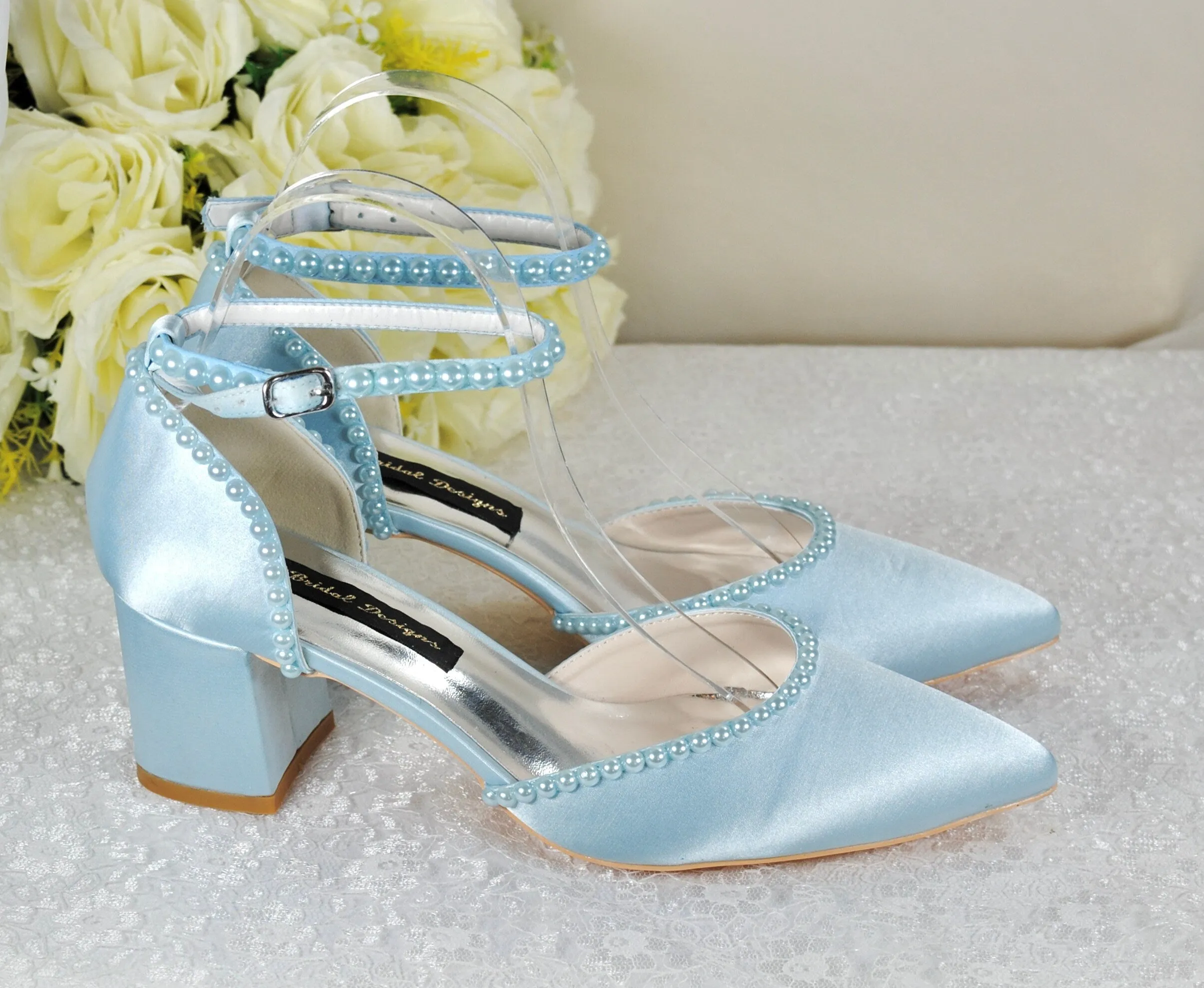 Block Heel with Pearls