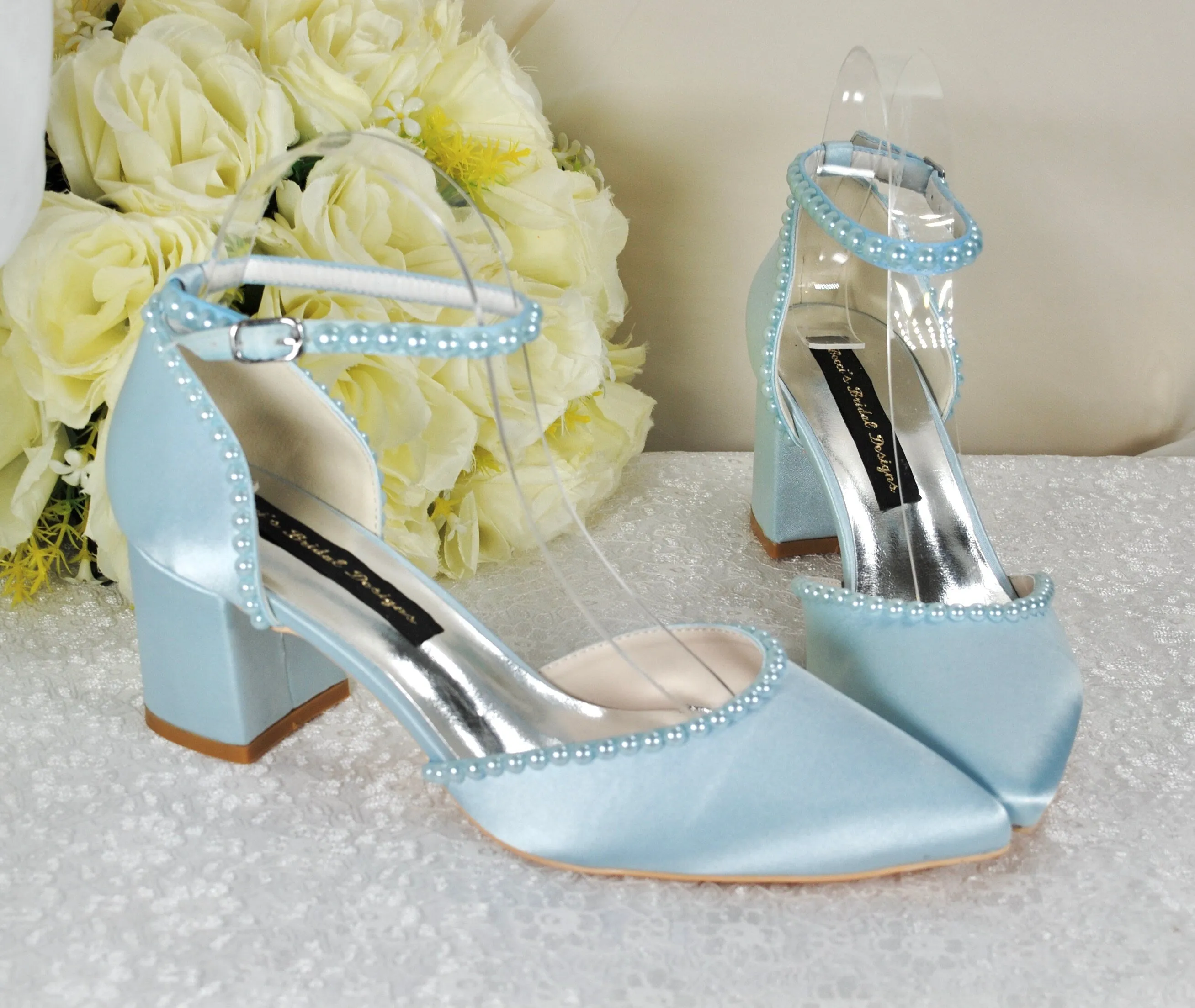 Block Heel with Pearls