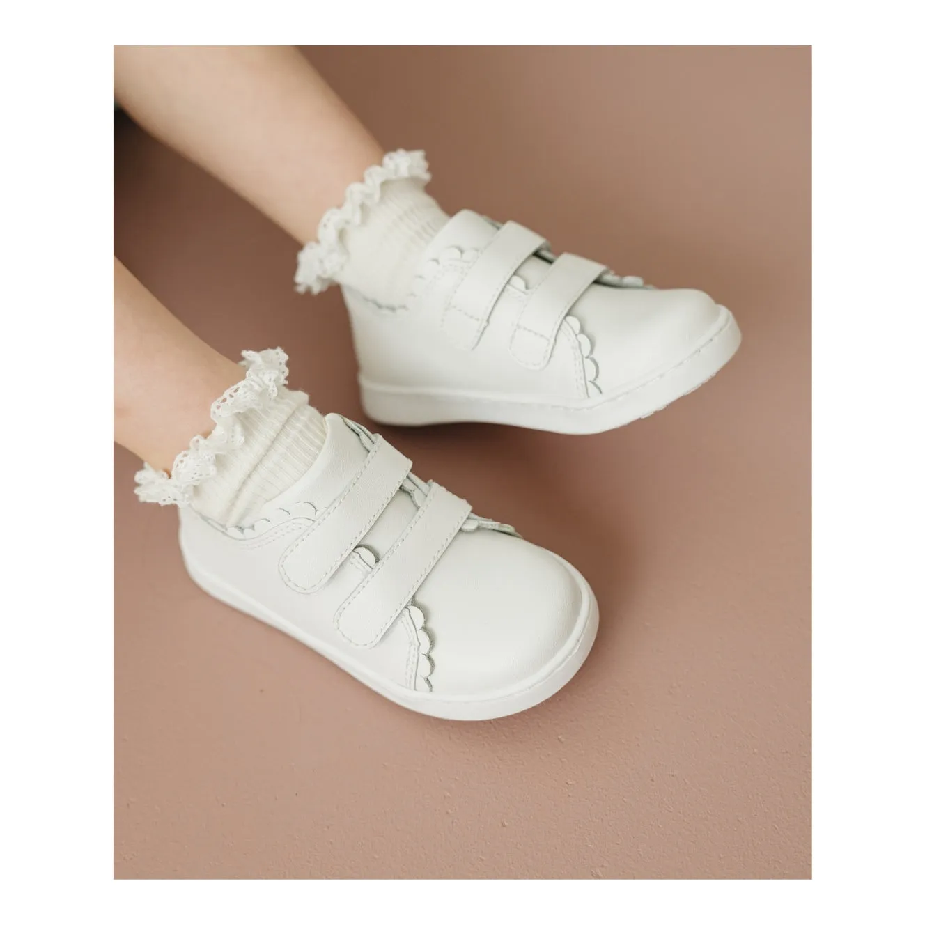 Caroline Scalloped Sneaker - White