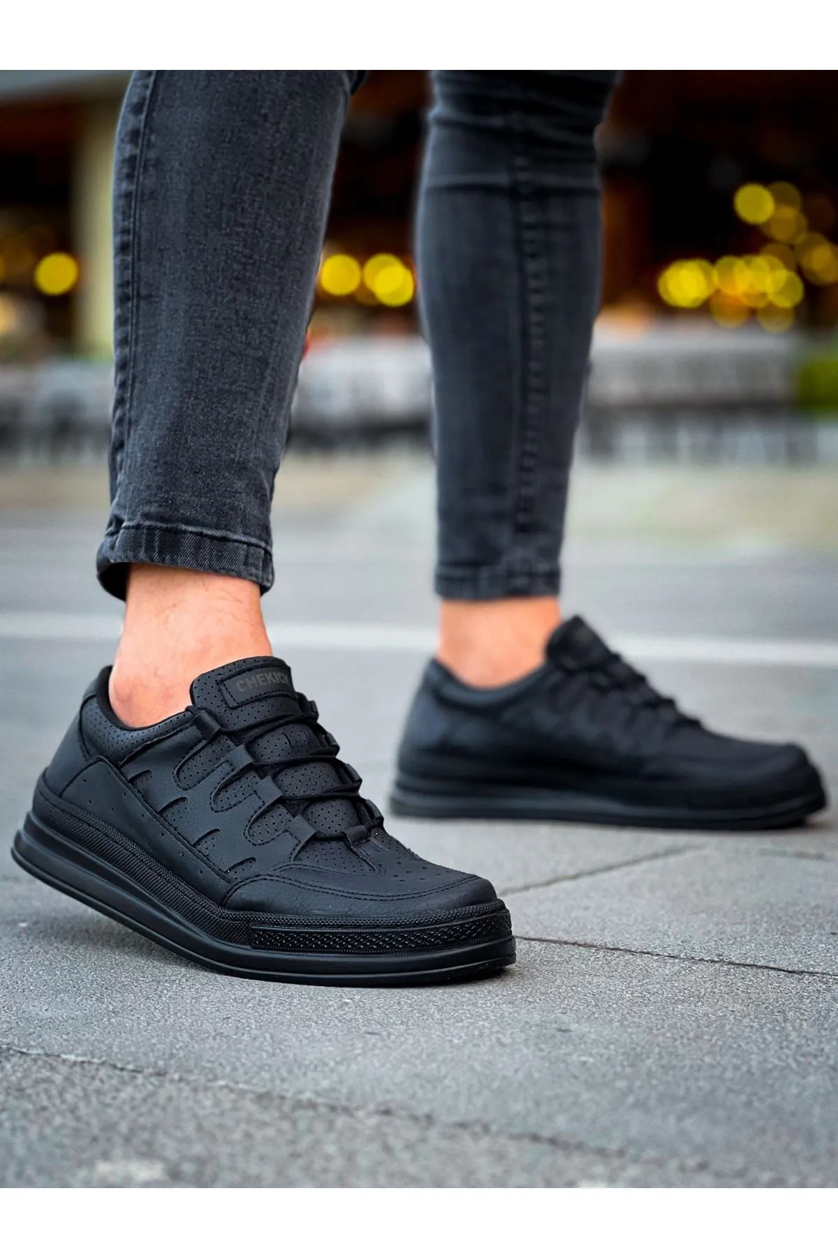CH040 Men's Unisex Orthopedics Full Black Casual Sneaker Sports Shoes