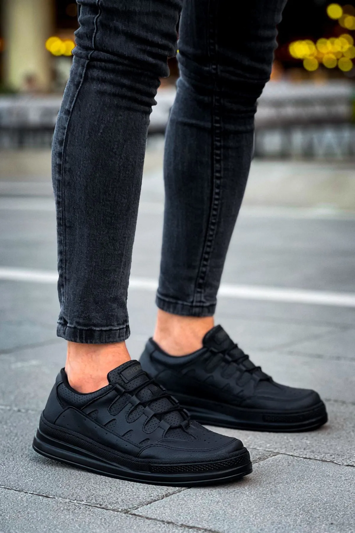 CH040 Men's Unisex Orthopedics Full Black Casual Sneaker Sports Shoes