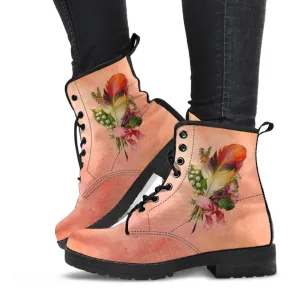 Combat Boots - Feather Quills | Boho Shoes, Custom Shoes, Handmade Lace Up Boots, Vegan Leather Lace Up Boots Women, 90s Boots, 2000s Boots