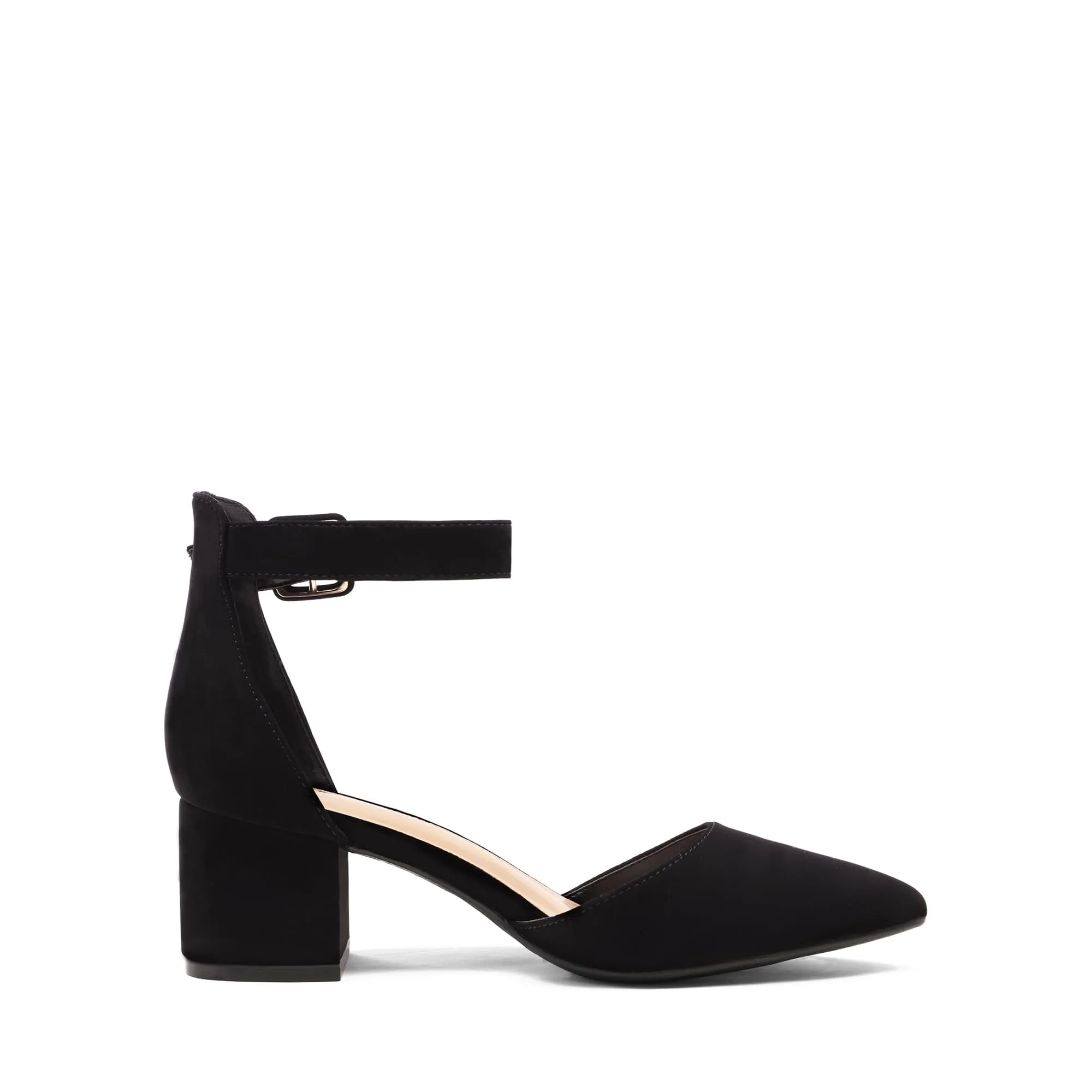 DREAM PAIRS Womens Low Heel Pump Shoes, Black/Nubuck - 7.5 (Annee)