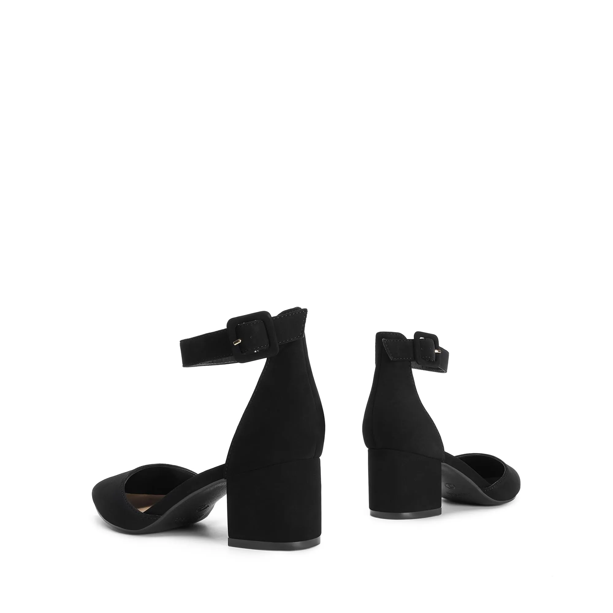 DREAM PAIRS Womens Low Heel Pump Shoes, Black/Nubuck - 7.5 (Annee)