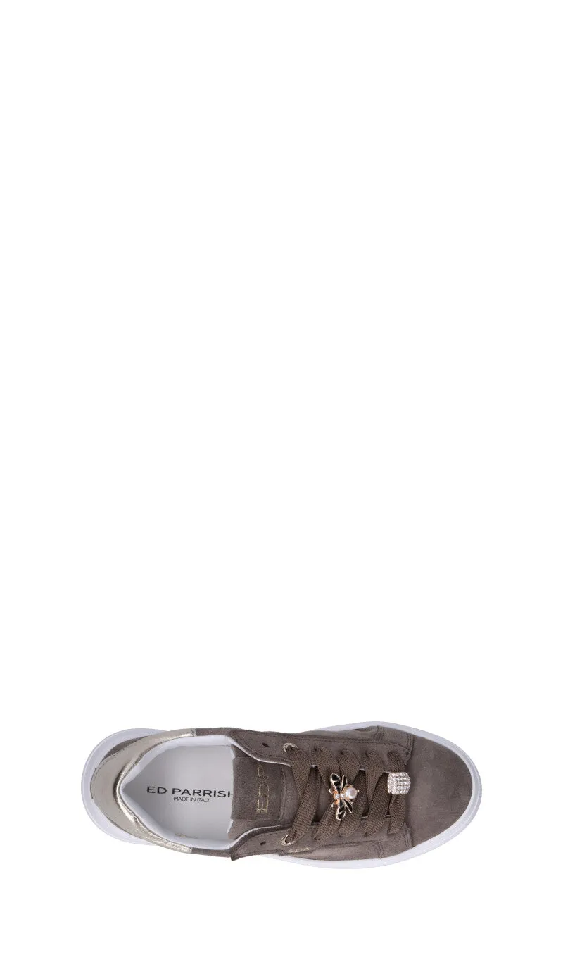 ED PARRISH Sneaker donna grigia/oro in suede