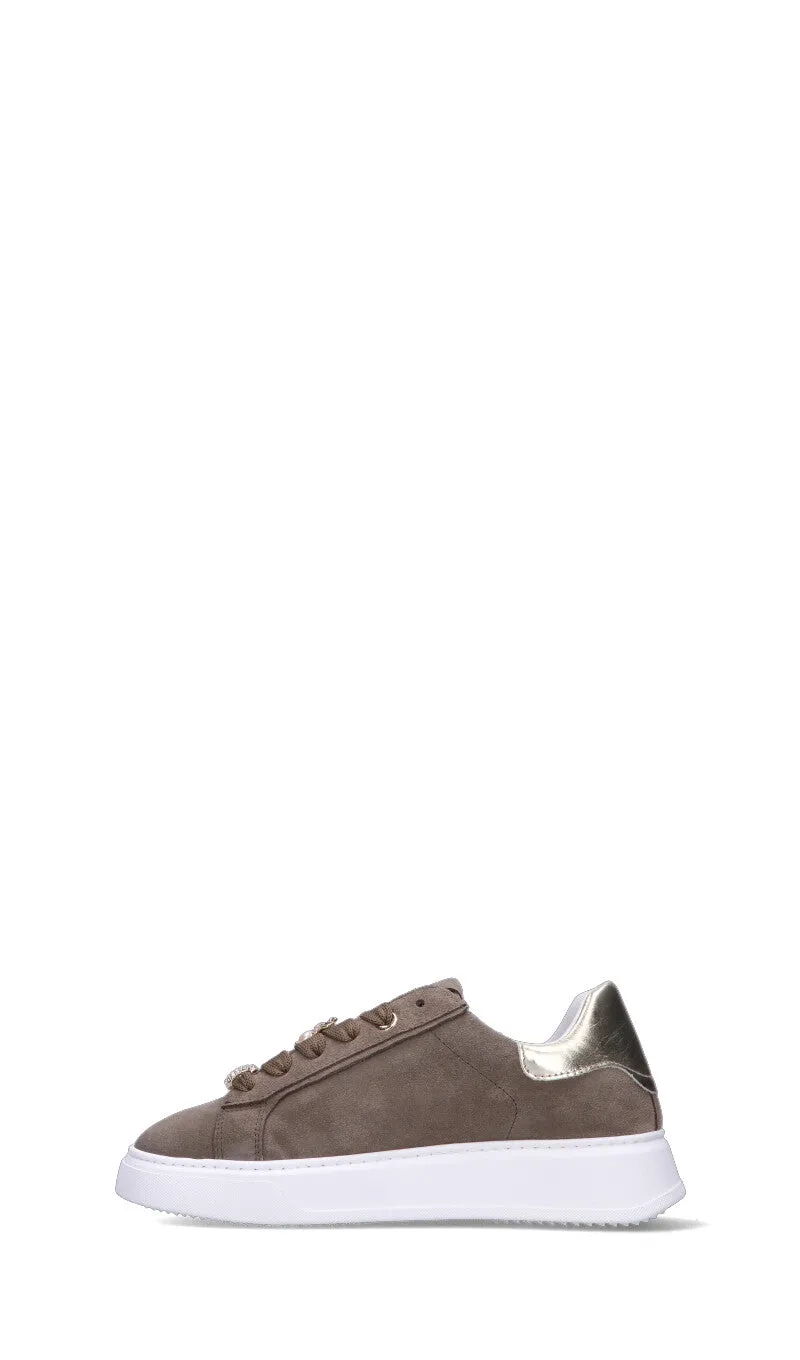 ED PARRISH Sneaker donna grigia/oro in suede
