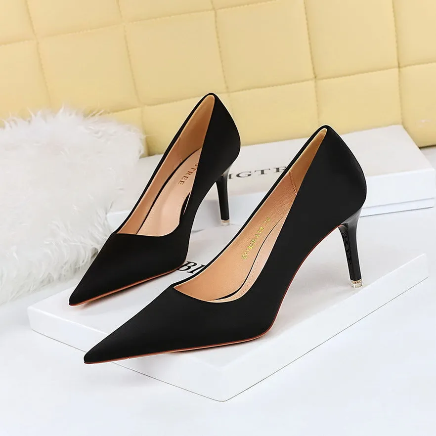 Fashionable Slimming and Sexy High Heels Satin Shoes