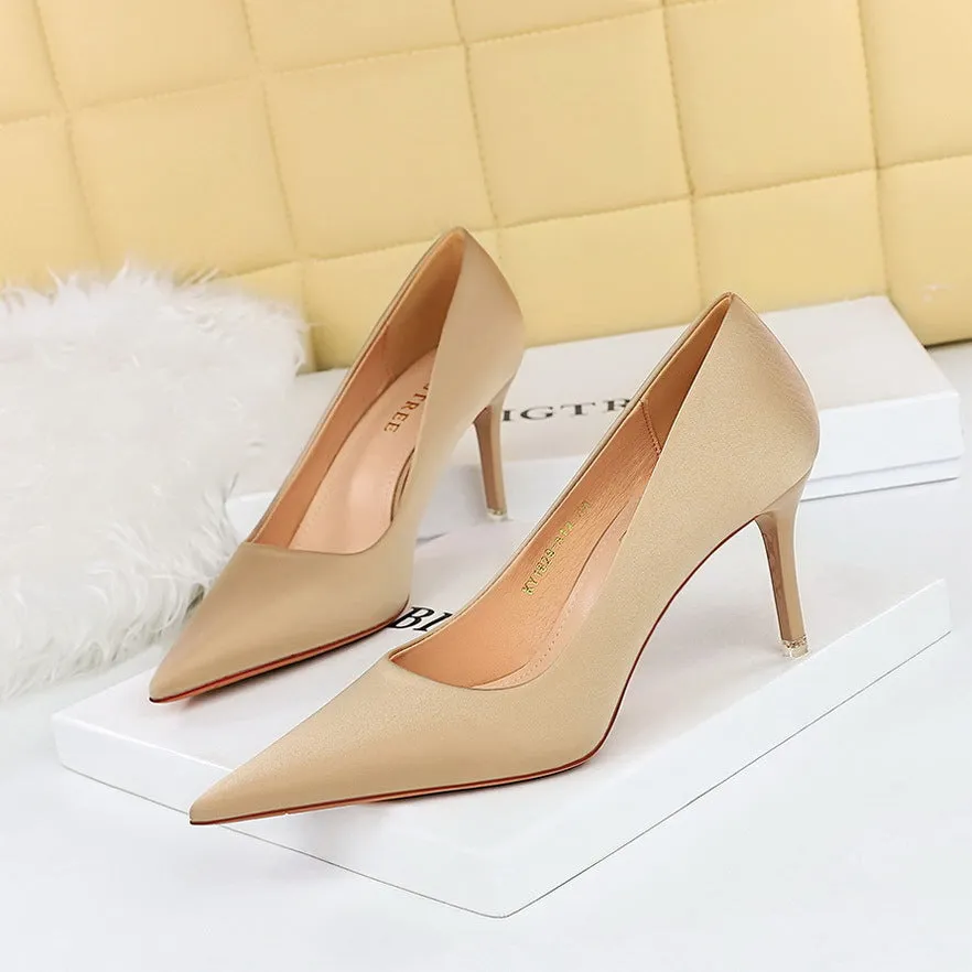 Fashionable Slimming and Sexy High Heels Satin Shoes