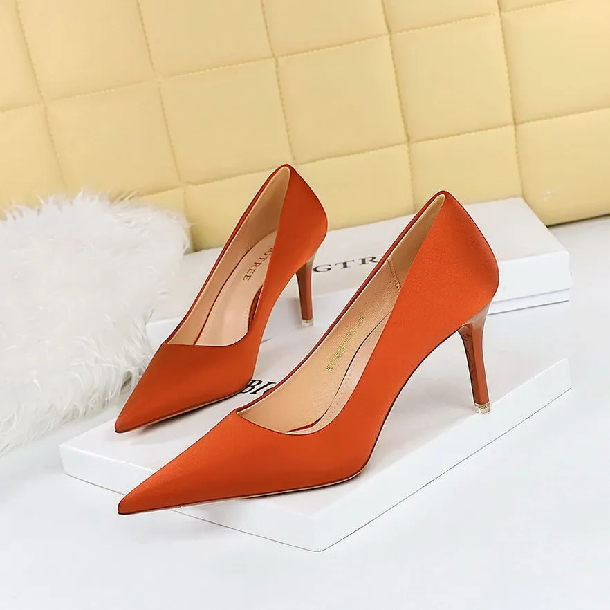 Fashionable Slimming and Sexy High Heels Satin Shoes