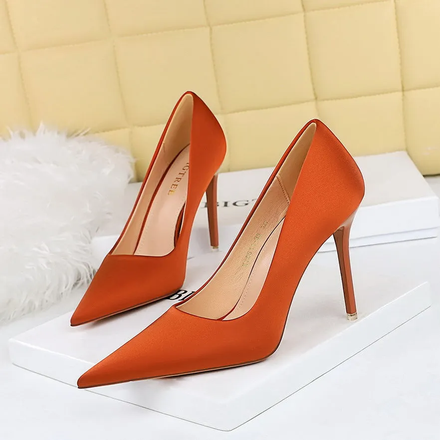 Fashionable Slimming and Sexy High Heels Satin Shoes