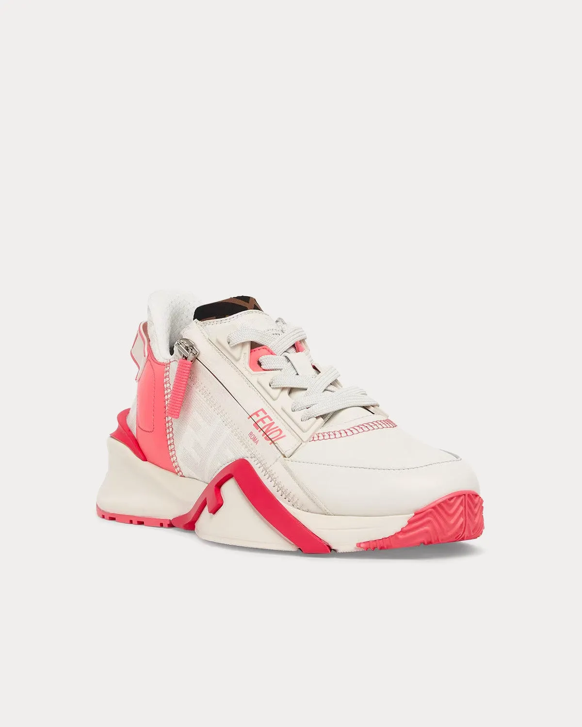 Flow Leather White / Pink Low Top Sneakers