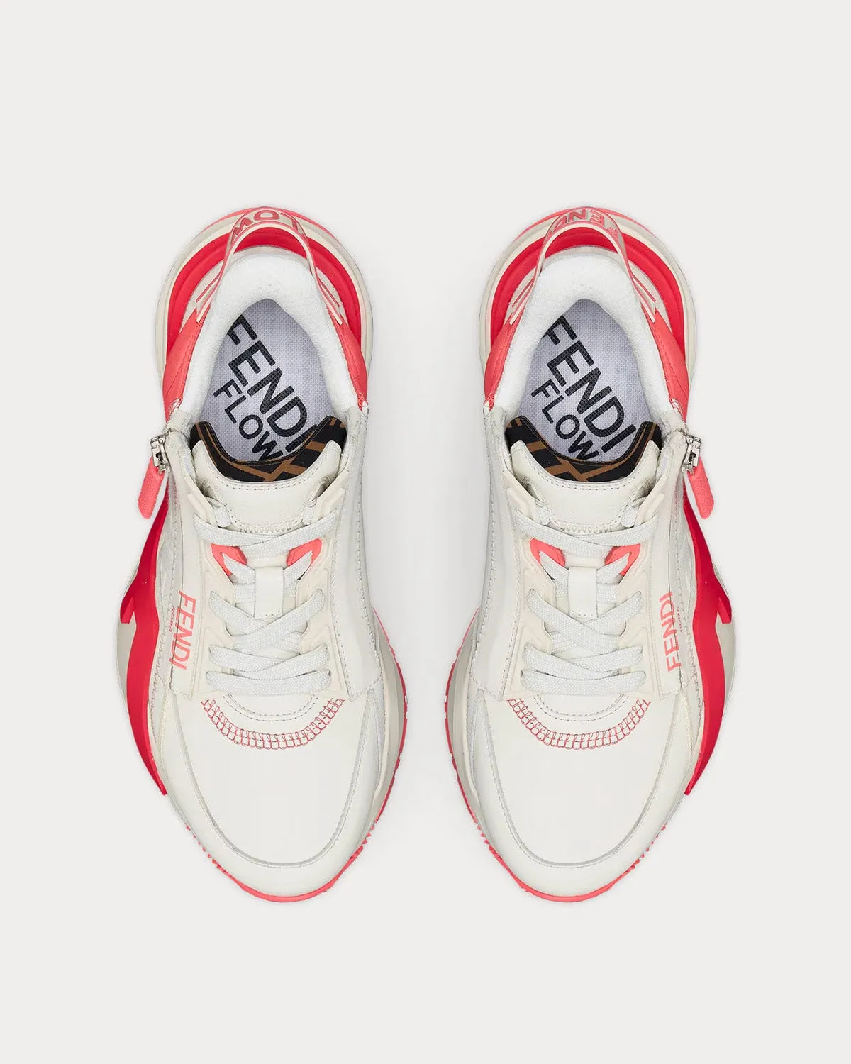 Flow Leather White / Pink Low Top Sneakers