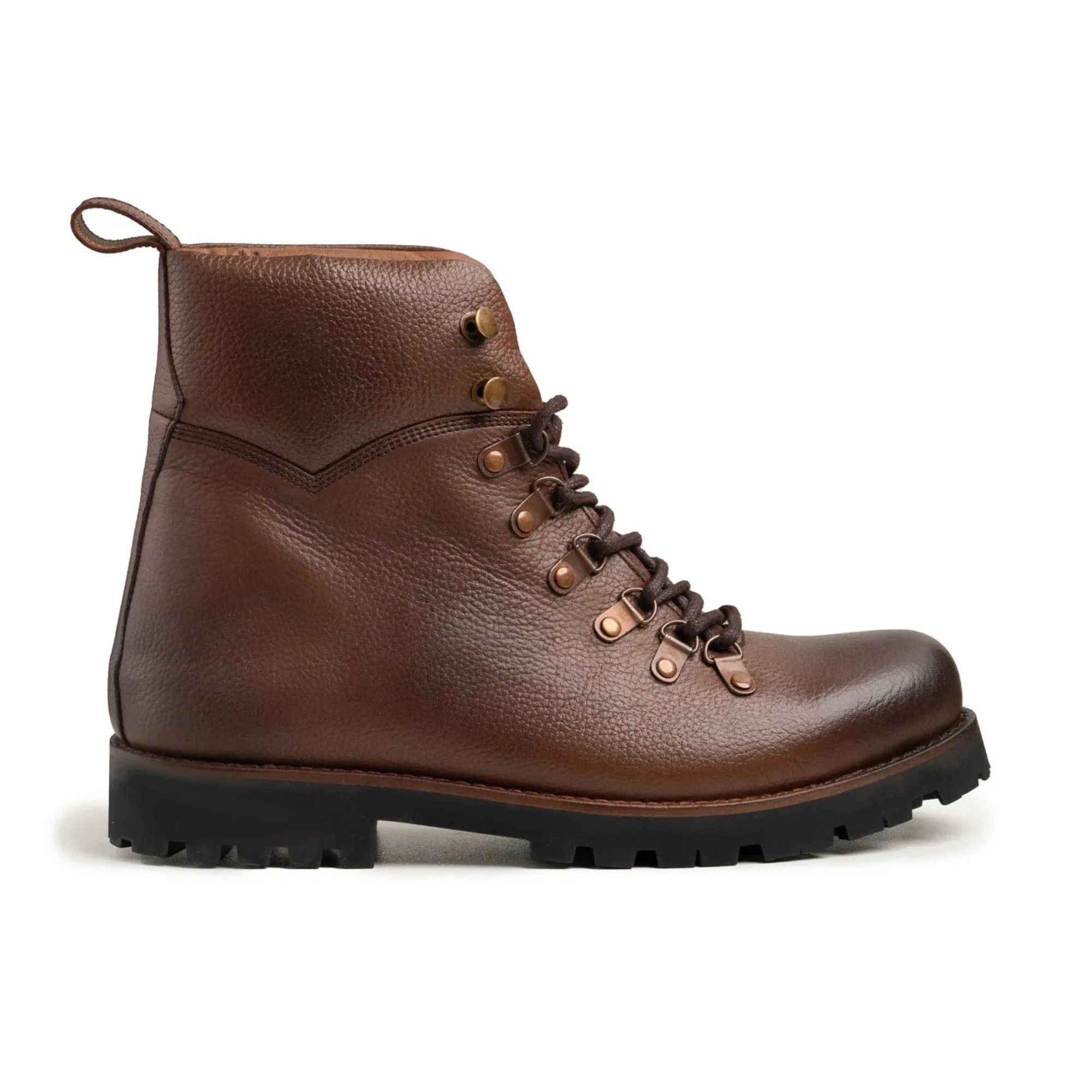 Handmade Custom Brown Pebble Leather Laceup Boots For Men