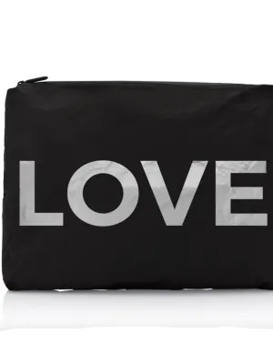 Hi Love Travel JUMBO Pouch in Black with Metallic LOVE