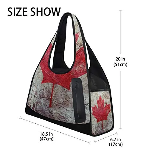 HUVATT Duffel Bags Retro Canadian Flag Womens Gym Yoga Bag Fun Tote Beach Bag for Men