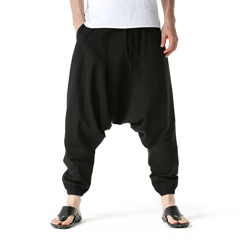 Indian Pants Mens Ninja Pants Baggy Harem Pants Loose Fitness Low Drop Crotch Trousers Dance Fashion Punk Hombre Pantalon