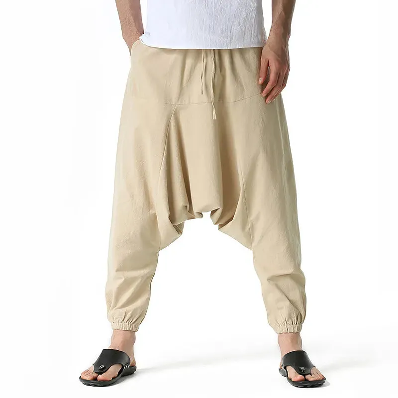 Indian Pants Mens Ninja Pants Baggy Harem Pants Loose Fitness Low Drop Crotch Trousers Dance Fashion Punk Hombre Pantalon