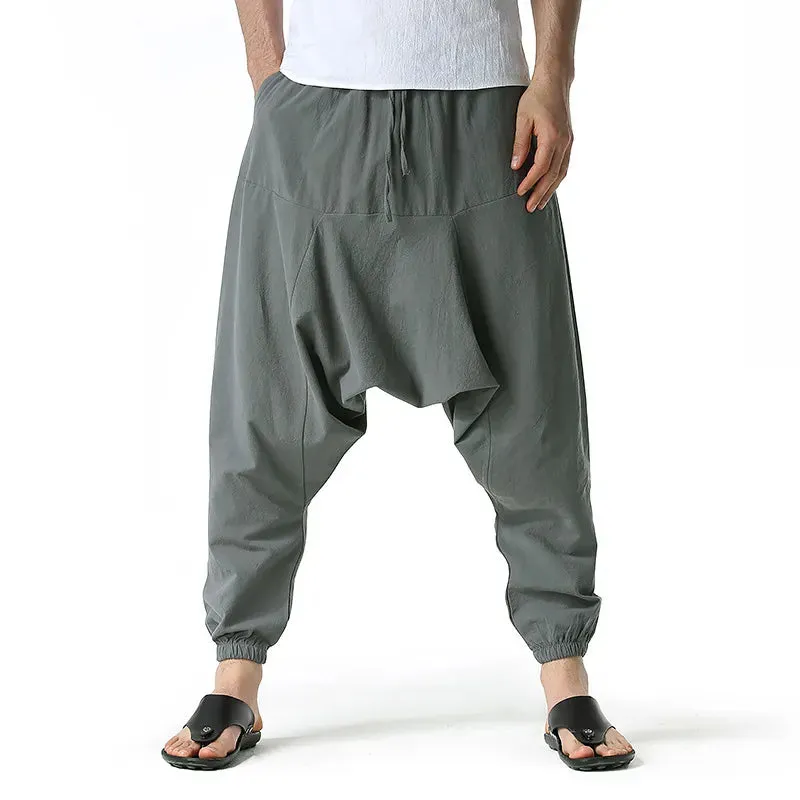 Indian Pants Mens Ninja Pants Baggy Harem Pants Loose Fitness Low Drop Crotch Trousers Dance Fashion Punk Hombre Pantalon