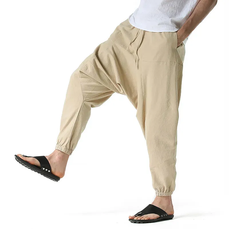 Indian Pants Mens Ninja Pants Baggy Harem Pants Loose Fitness Low Drop Crotch Trousers Dance Fashion Punk Hombre Pantalon
