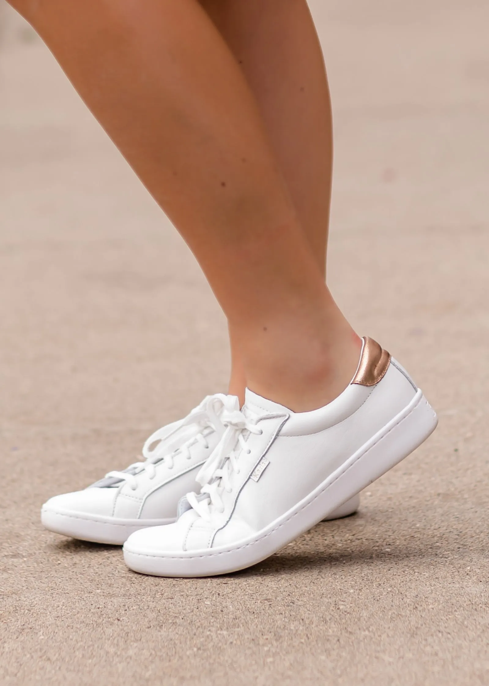 Keds White   Rose Gold Leather Sneaker - FINAL SALE