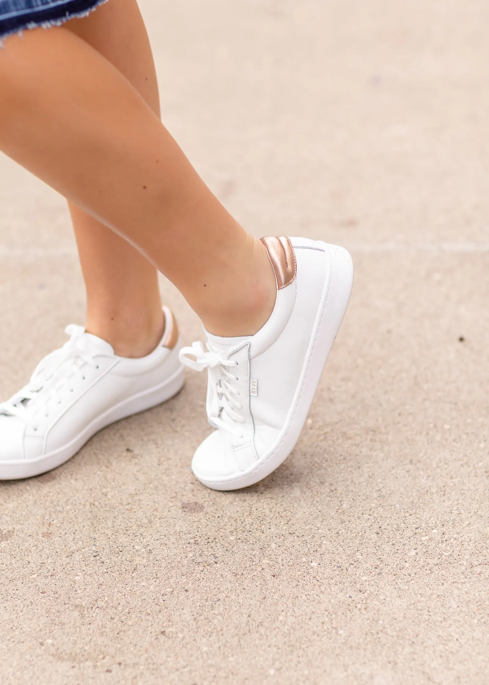 Keds White   Rose Gold Leather Sneaker - FINAL SALE