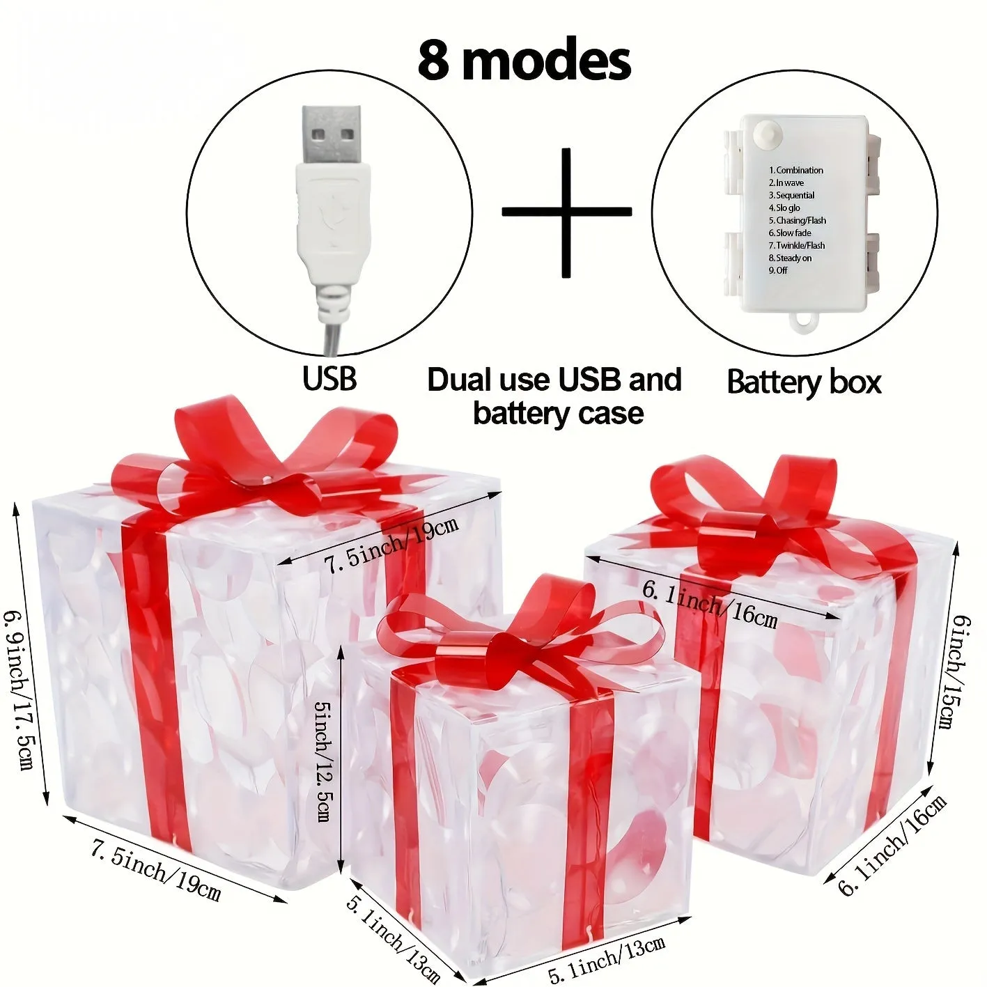 kkboxly Set Of 3 ChristmasLighted Gift Boxes, Transparent Warm White Lighted Christmas Box Decrations, Presents Boxs With Red Bows For Christams Tree, Yard, Home, Christams Outdoor Decoration