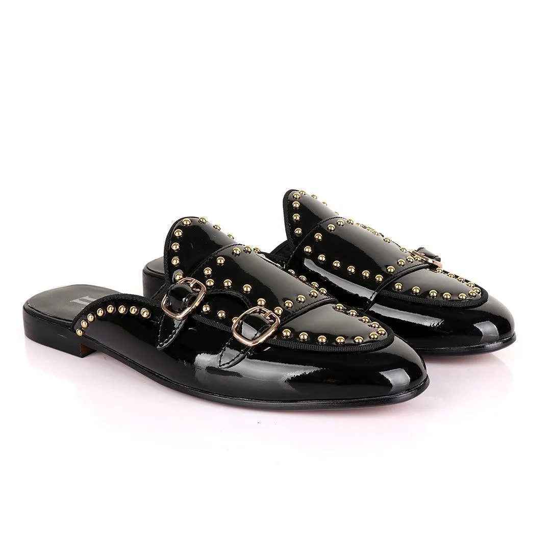 LoriBlu Classic Wetlips with Straps Mole Black Half Leather Shoe
