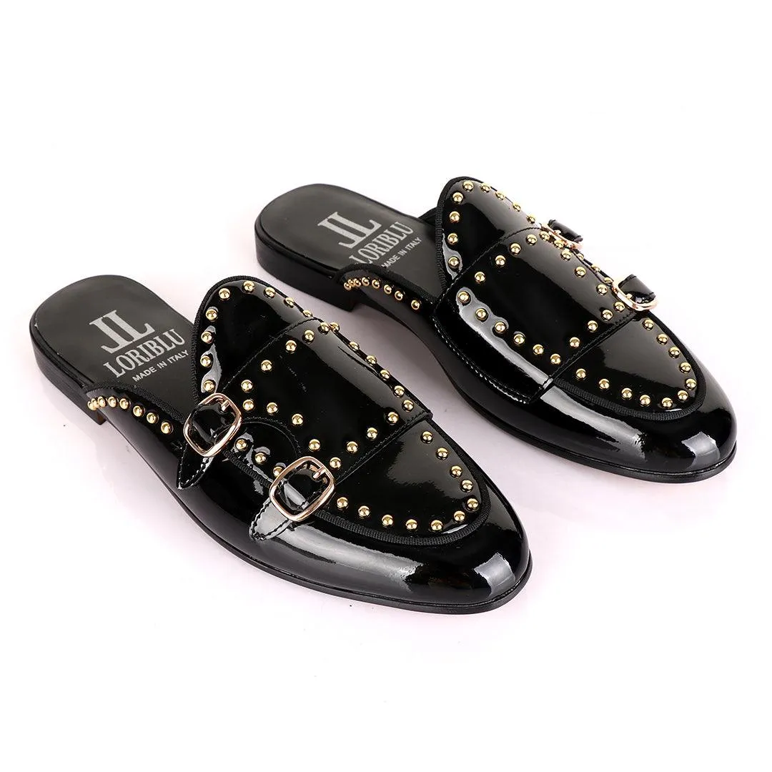 LoriBlu Classic Wetlips with Straps Mole Black Half Leather Shoe