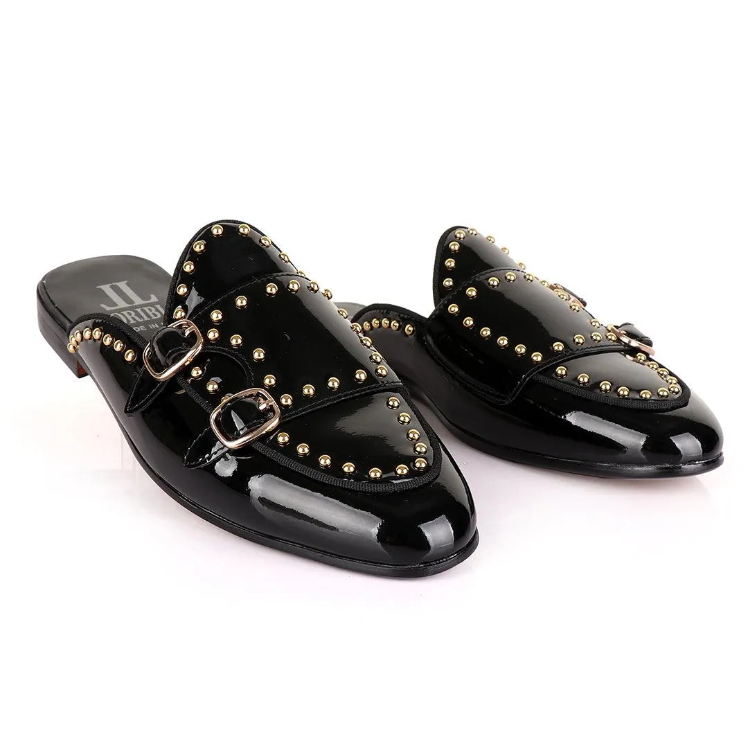 LoriBlu Classic Wetlips with Straps Mole Black Half Leather Shoe