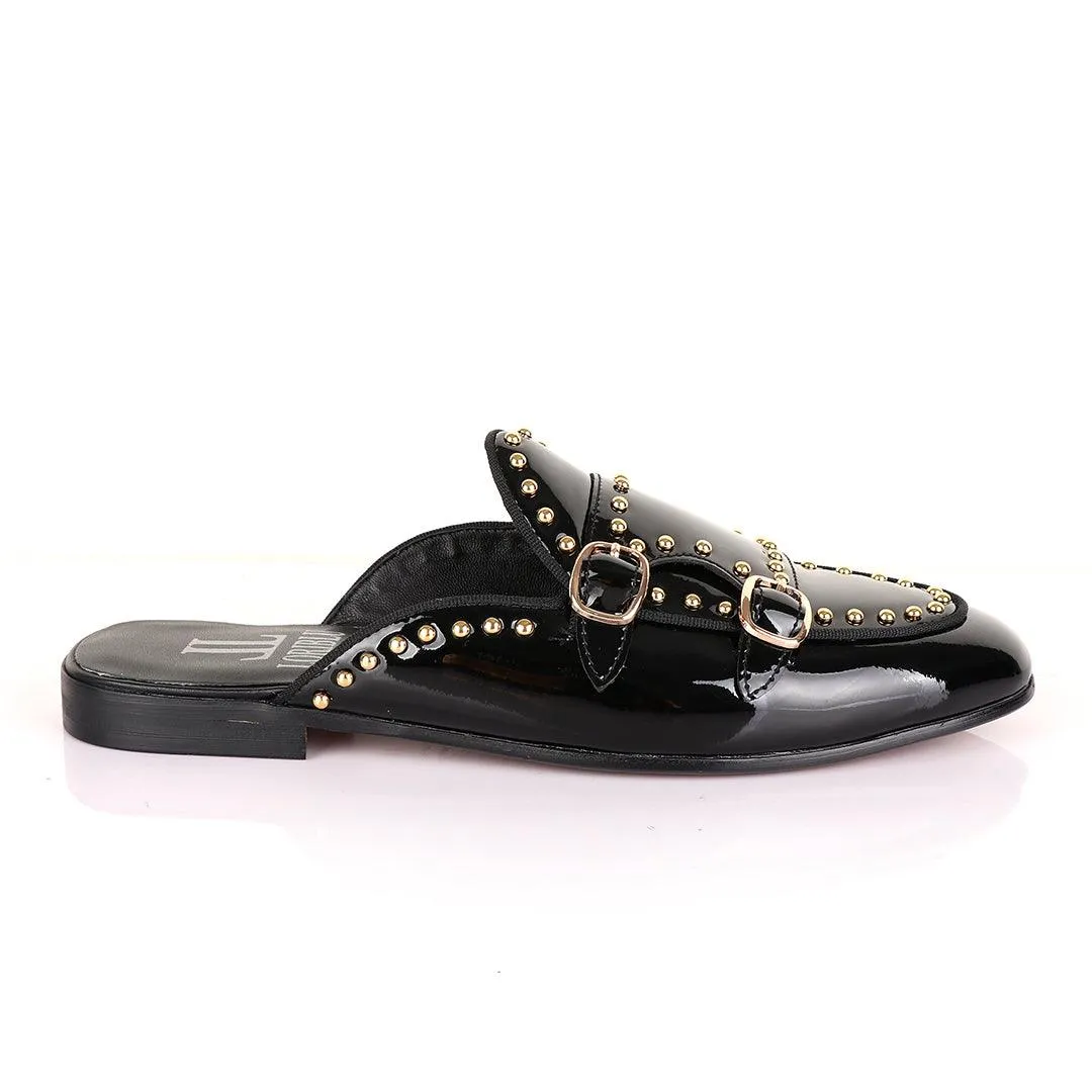 LoriBlu Classic Wetlips with Straps Mole Black Half Leather Shoe
