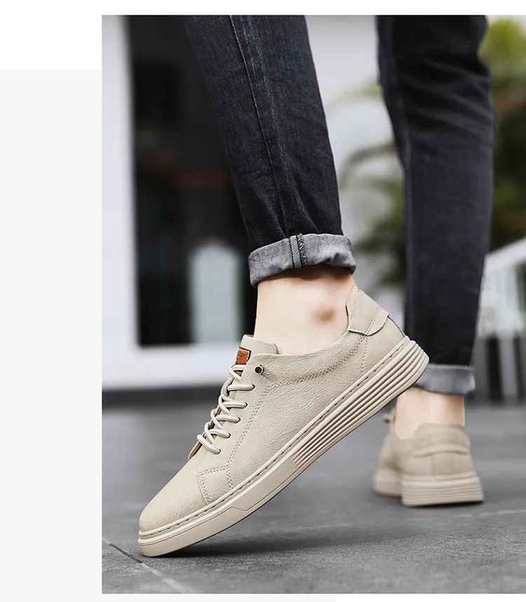 Low-top Men's Shoes Two-layer Cowhide Casual Sneakers