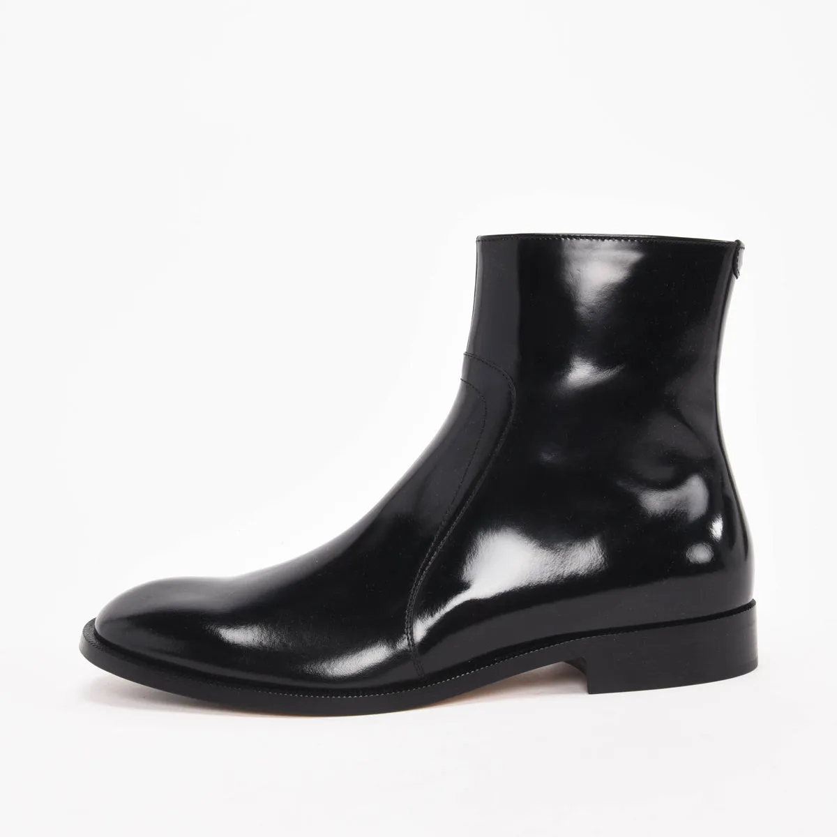 Maison Margiela Black Patent Leather Ankle Boots 42
